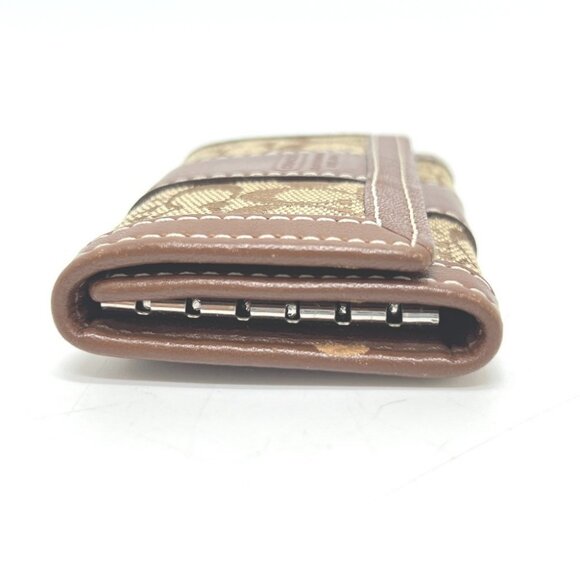 COACH Signature 6-Ring Key Case Canvas Brown/Beige - Picture 4 of 11